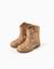 Bottes en suédine avec fleurs brodées Marrón 2 - vertbaudet enfant 