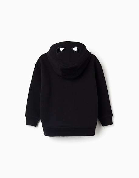Sweat en coton peigné à capuche avec imprimé batman Noir 2 - vertbaudet enfant 
