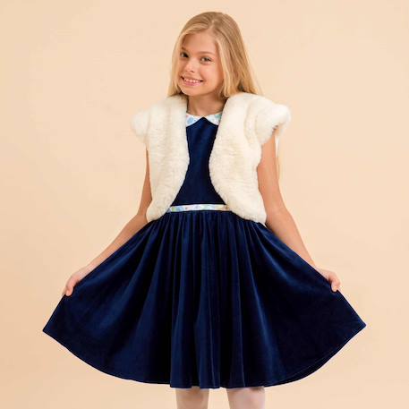 Robe fille en velours hepburn Bleu marine 6 - vertbaudet enfant 