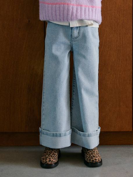 Jean large enfant fille denim bleached 1 - vertbaudet enfant 