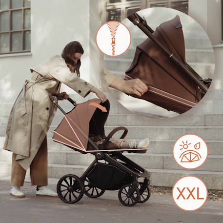 Poussette trio mika plus jusqu’à 4 ans avec nacelle, siège-auto et accessoires Beige sand+Black onyx+Green olive+Grey stone+Mocha mousse 11 - vertbaudet enfant 