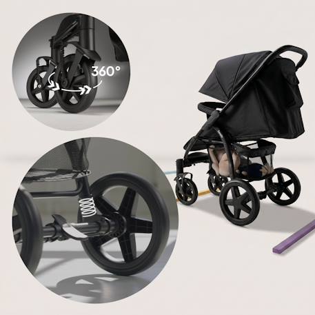 Poussette tout-terrain annet plus avec grandes roues, amortisseurs et accessoires Beige sand+Black carbon+Brown chocolate+Green forest+Stone caramel 26 - vertbaudet enfant 