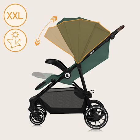 Poussette tout-terrain emma one 6-48 mois avec grandes roues et pliage rapide Beige sand+Green forest+Grey stone 11 - vertbaudet enfant 
