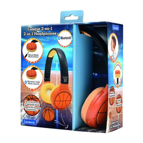 Casque 2 en 1 basketball bluetooth et filaire avec limitation de son ORANGE 2 - vertbaudet enfant 