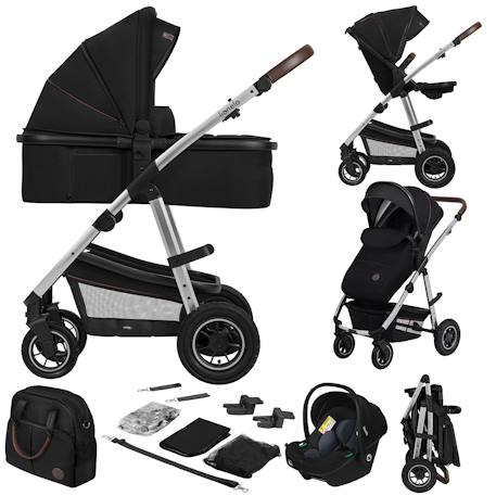 Poussette 3en1 amber jusqu’à 22 kg avec nacelle, siège-auto, sac et accessoires Beige sand+Black onyx+Black silver+Brown chocolate+Green forest+Grey graphite 13 - vertbaudet enfant 