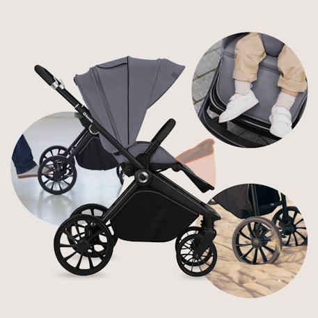 Poussette trio mika plus jusqu’à 4 ans avec nacelle, siège-auto et accessoires Beige sand+Black onyx+Green olive+Grey stone+Mocha mousse 24 - vertbaudet enfant 