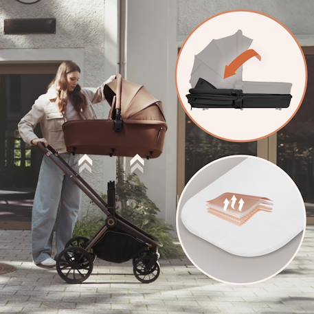 Poussette trio mika plus jusqu’à 4 ans avec nacelle, siège-auto et accessoires Beige sand+Black onyx+Green olive+Grey stone+Mocha mousse 10 - vertbaudet enfant 