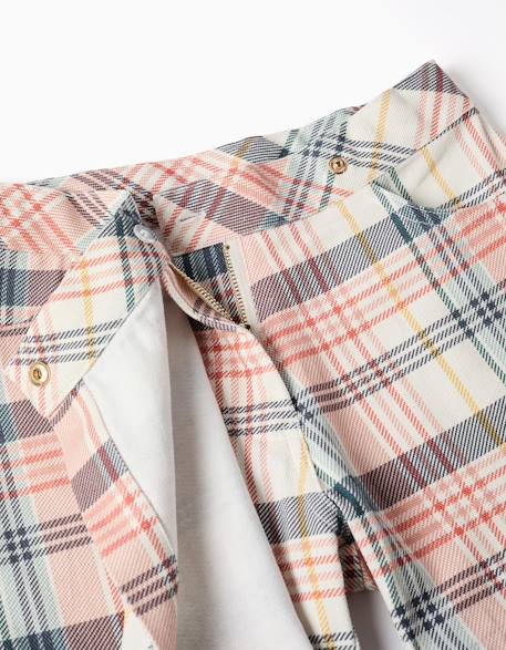 Jupe-short en sergé de coton à carreaux Blanc 4 - vertbaudet enfant 