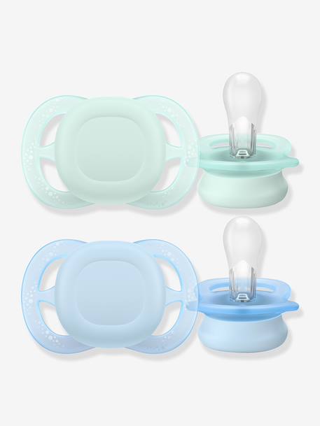 Lot de 2 sucettes ultra douces 1er âge bleu+écru+mauve+vert 17 - vertbaudet enfant 