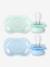 Lot de 2 sucettes ultra douces 1er âge bleu+écru+mauve+vert 17 - vertbaudet enfant 