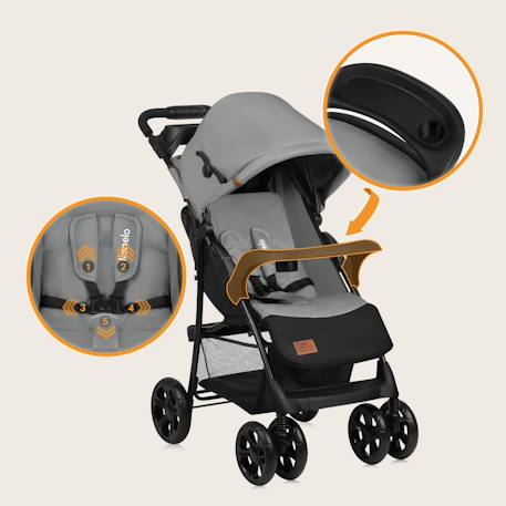Poussette tout-terrain emma 6-36 mois avec sac et pliage rapide Coral pink+Green emerald+Grey dove+Pink scandi+Stone 14 - vertbaudet enfant 