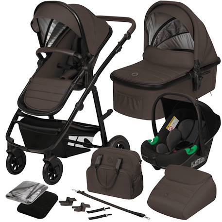 Poussette 3en1 amber jusqu’à 22 kg avec nacelle, siège-auto, sac et accessoires Beige sand+Black onyx+Black silver+Brown chocolate+Green forest+Grey graphite 19 - vertbaudet enfant 