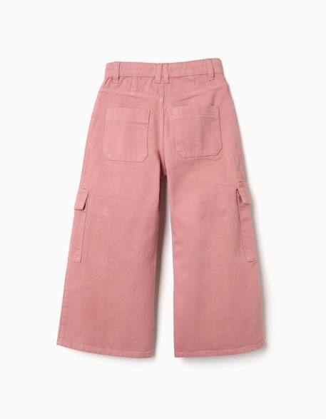 Pantalon en sergé à jambe large avec poches cargo Rose 2 - vertbaudet enfant 