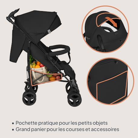 Poussette canne compacte irma 6-36 mois avec moustiquaire et amortisseurs avant Black onyx+Green emerald+Grey/dark grey 5 - vertbaudet enfant 