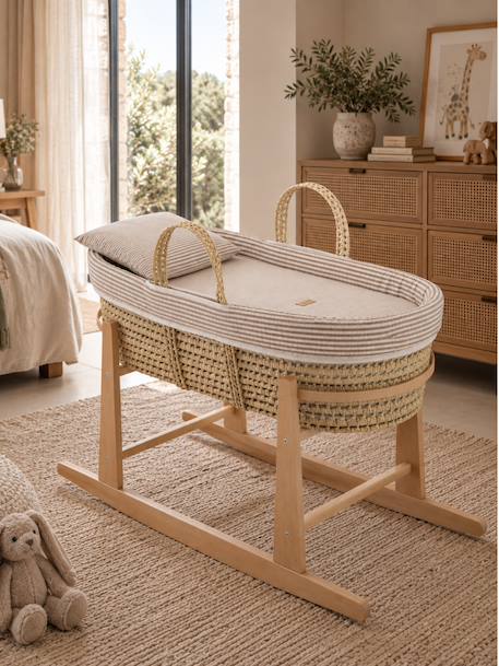 Couffin bébé matelassé avec support en bois Beige/blanc+Beige/naturel 5 - vertbaudet enfant 