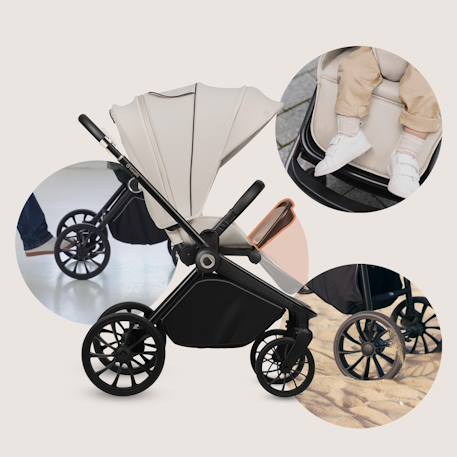 Poussette trio mika plus jusqu’à 4 ans avec nacelle, siège-auto et accessoires Beige sand+Black onyx+Green olive+Grey stone+Mocha mousse 6 - vertbaudet enfant 