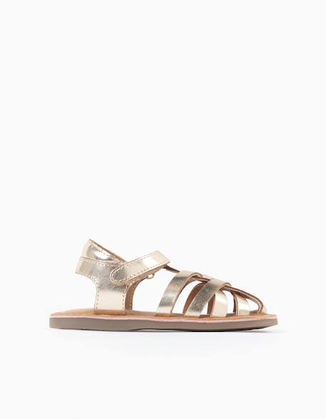 Sandales en cuir fermées avec lanières croisées Or 1 - vertbaudet enfant 