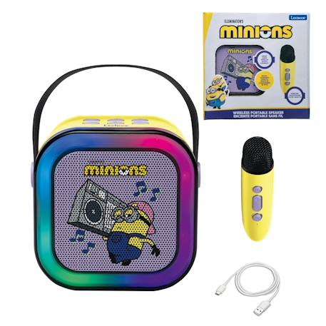 Enceinte karaoké portable minions avec un microphone sans fil Jaune 1 - vertbaudet enfant 