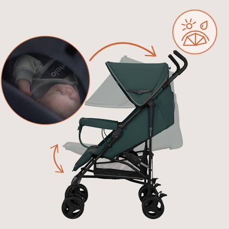 Poussette canne compacte elia légère 6-36 mois avec moustiquaire Beige taupe+Black onyx+Brown chocolate+Green graphite 23 - vertbaudet enfant 