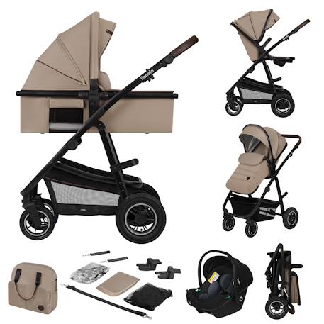 Poussette 3en1 amber jusqu’à 22 kg avec nacelle, siège-auto, sac et accessoires Beige sand+Black onyx+Black silver+Brown chocolate+Green forest+Grey graphite 1 - vertbaudet enfant 