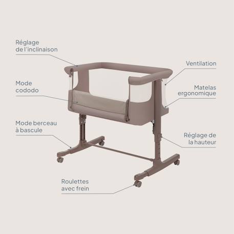 Lit cododo berceau 3en1 Aurora avec matelas et sac Beige cappuccino+Beige taupe+Green sage+Grey concrete+Grey monument 8 - vertbaudet enfant 