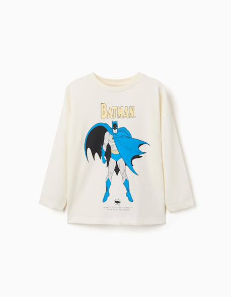 T-shirt en coton à manches longues avec imprimé batman Blanc 1 - vertbaudet enfant 