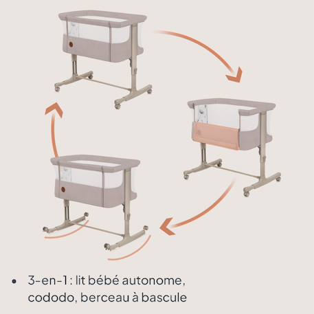 Lit cododo berceau 3en1 Aurora avec matelas et sac Beige cappuccino+Beige taupe+Green sage+Grey concrete+Grey monument 3 - vertbaudet enfant 