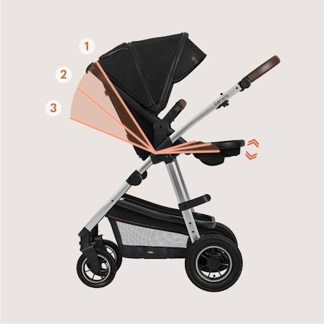 Poussette 3en1 amber jusqu’à 22 kg avec nacelle, siège-auto, sac et accessoires Beige sand+Black onyx+Black silver+Brown chocolate+Green forest+Grey graphite 16 - vertbaudet enfant 