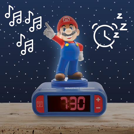 Réveil avec veilleuse Super mario 3d - Choix 6 alarmes, 6 effets sonores BLEU 5 - vertbaudet enfant 