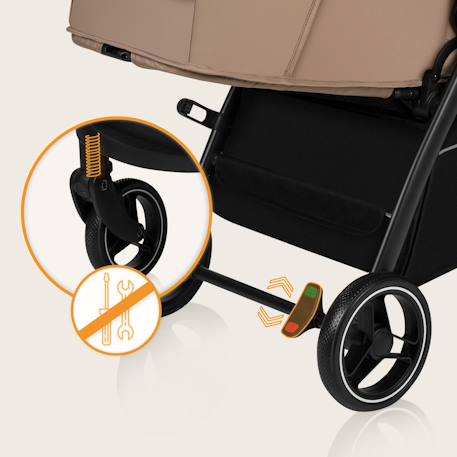 Poussette compacte ingrid légère et pliable jusqu’à 22 kg avec amortissement Beige sand+Black onyx+Green emerald+Grey stone+Pink mauve 2 - vertbaudet enfant 
