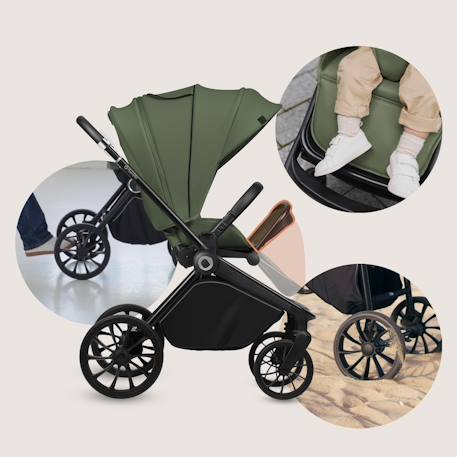 Poussette trio mika plus jusqu’à 4 ans avec nacelle, siège-auto et accessoires Beige sand+Black onyx+Green olive+Grey stone+Mocha mousse 18 - vertbaudet enfant 