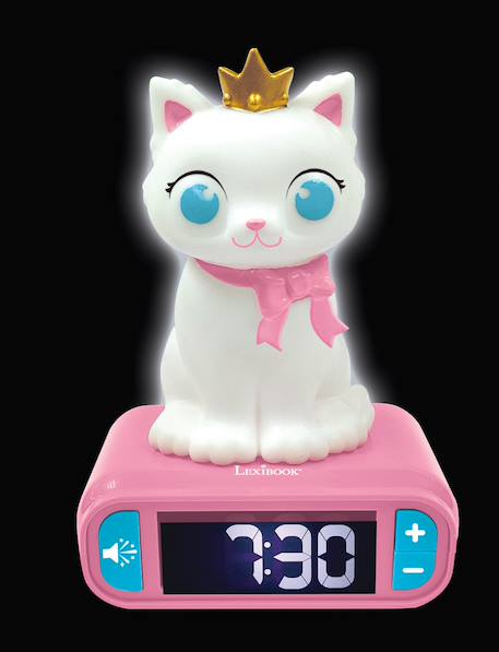 Réveil avec veilleuse lumineuse chat en 3d ROSE 1 - vertbaudet enfant 