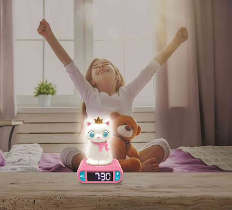 Réveil avec veilleuse lumineuse chat en 3d ROSE 2 - vertbaudet enfant 