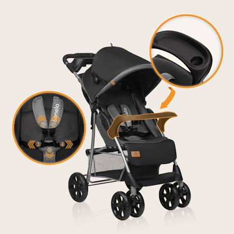 Poussette tout-terrain emma 6-36 mois avec sac et pliage rapide Coral pink+Green emerald+Grey dove+Pink scandi+Stone 26 - vertbaudet enfant 