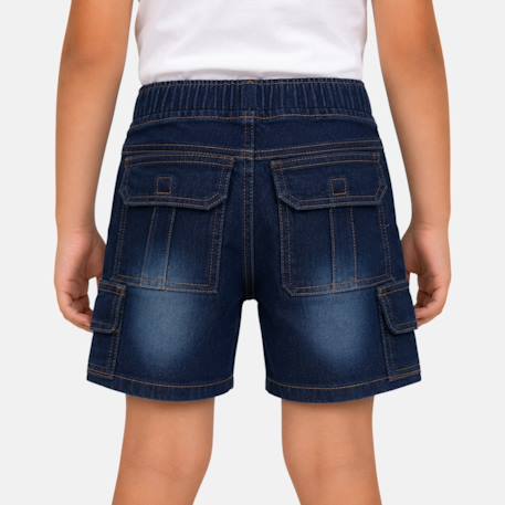 Bermuda taille élastique garçon Bleu+Gris 3 - vertbaudet enfant 