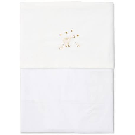 Drap de berceau little goose (70 x 100 cm) Blanc, beige 1 - vertbaudet enfant 