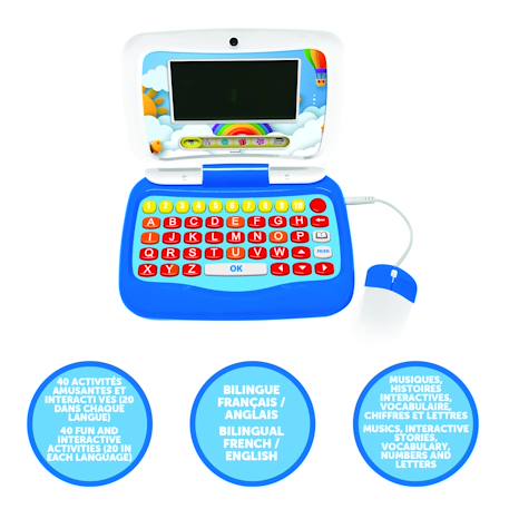 Ordinateur portable éducatif parlant bilingue (en/fr) 40 activités en français et en anglais BLEU 2 - vertbaudet enfant 