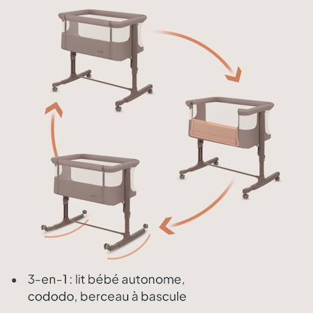Lit cododo berceau 3en1 Aurora avec matelas et sac Beige cappuccino+Beige taupe+Green sage+Grey concrete+Grey monument 9 - vertbaudet enfant 