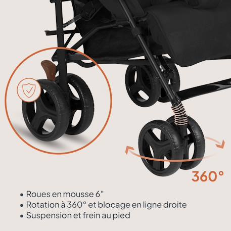 Poussette canne compacte irma 6-36 mois avec moustiquaire et amortisseurs avant Black onyx+Green emerald+Grey/dark grey 4 - vertbaudet enfant 