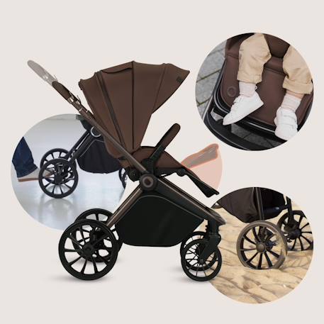 Poussette trio mika plus jusqu’à 4 ans avec nacelle, siège-auto et accessoires Beige sand+Black onyx+Green olive+Grey stone+Mocha mousse 30 - vertbaudet enfant 