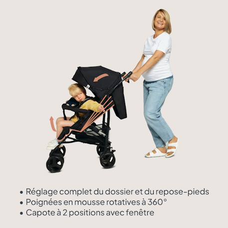 Poussette canne compacte irma 6-36 mois avec moustiquaire et amortisseurs avant Black onyx+Green emerald+Grey/dark grey 2 - vertbaudet enfant 