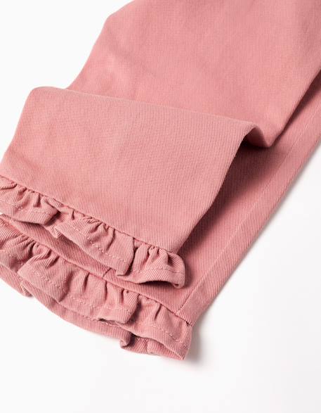 Pantalon à jambe large en sergé avec volants Rose 4 - vertbaudet enfant 
