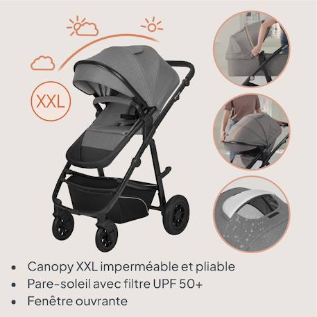 Poussette trio lionelo bianka - jusqu'à 22kg - pack poussette, nacelle, siège auto et accessoires Beige sand+Beige taupe+Black onyx+Grey stone 23 - vertbaudet enfant 