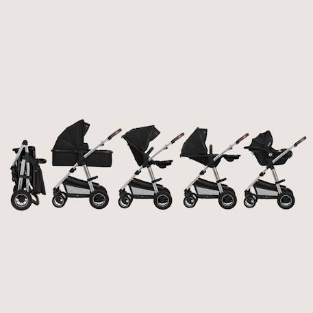 Poussette 3en1 amber jusqu’à 22 kg avec nacelle, siège-auto, sac et accessoires Beige sand+Black onyx+Black silver+Brown chocolate+Green forest+Grey graphite 14 - vertbaudet enfant 