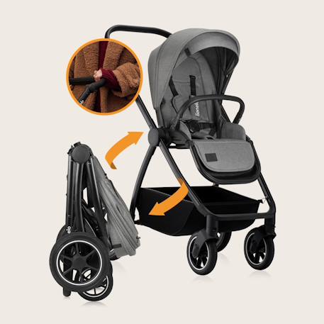 Poussette 3en1 meril jusqu’à 22 kg avec nacelle, siège-auto, sac et accessoires Beige sand+Black onyx+Grey stone 14 - vertbaudet enfant 