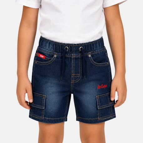 Bermuda taille élastique garçon Bleu+Gris 1 - vertbaudet enfant 