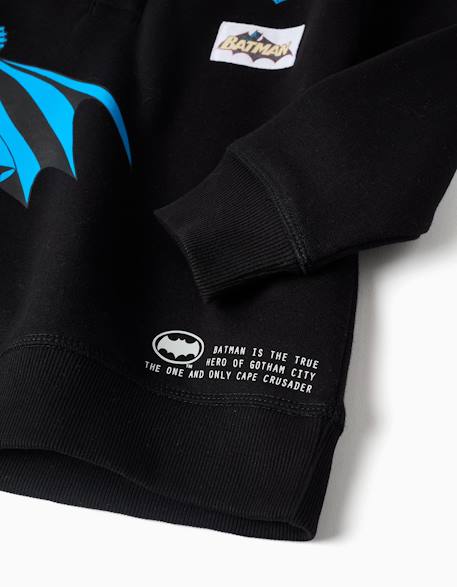 Sweat en coton peigné à capuche avec imprimé batman Noir 4 - vertbaudet enfant 