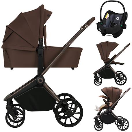 Poussette trio mika plus jusqu’à 4 ans avec nacelle, siège-auto et accessoires Beige sand+Black onyx+Green olive+Grey stone+Mocha mousse 25 - vertbaudet enfant 