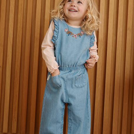 Salopette bébé en jean cléo Bleu 6 - vertbaudet enfant 