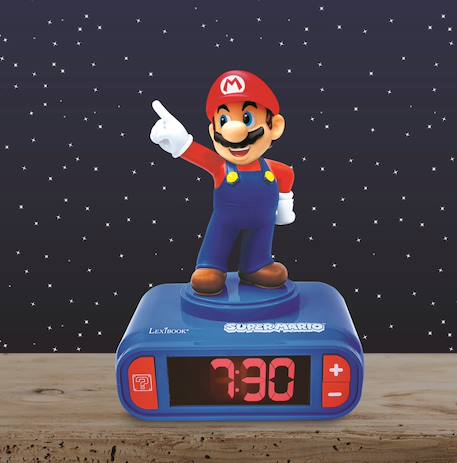 Réveil avec veilleuse Super mario 3d - Choix 6 alarmes, 6 effets sonores BLEU 1 - vertbaudet enfant 